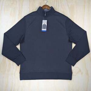 Ted Baker Men's Large 1/4 Zip Pullover Sweater Black Textured Cotton NWT